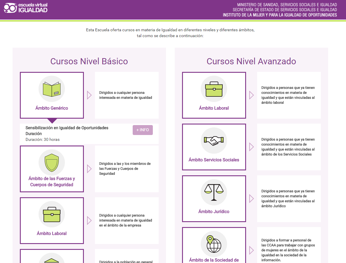 Cursos gratuitos en la Escuela Virtual de Igualdad